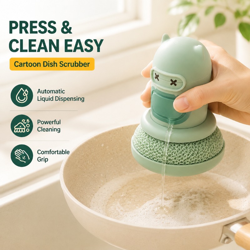 Dish Brush Bamboo - Otomatik Sıvı Dağıtımlı Mutfak Çizgi Film
