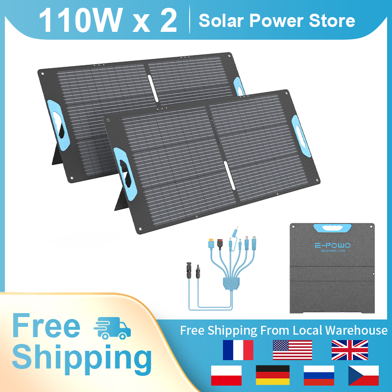 Solar Charger Panel Foldable - E-POWO 110W/220w Taşınabilir Güneş Paneli, Güç