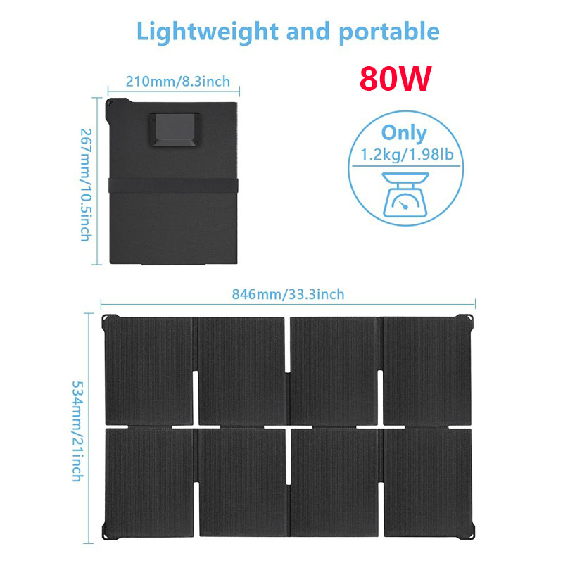 Yüksek Verimli 80W/45W Taşınab - Solar Charger Panel Foldable incelemesi ve fiyatı