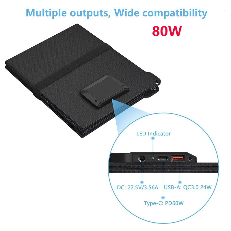 Yüksek Verimli 80W/45W Taşınab - Solar Charger Panel Foldable incelemesi ve fiyatı