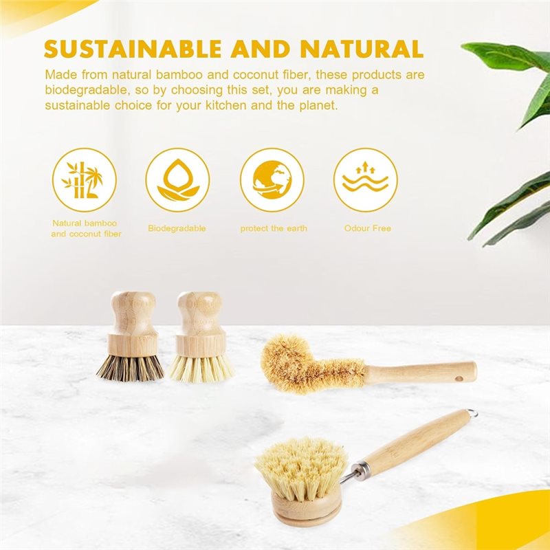 ABNL Ergonomik Ahşap Saplı 4 P - Dish Brush Bamboo incelemesi ve fiyatı