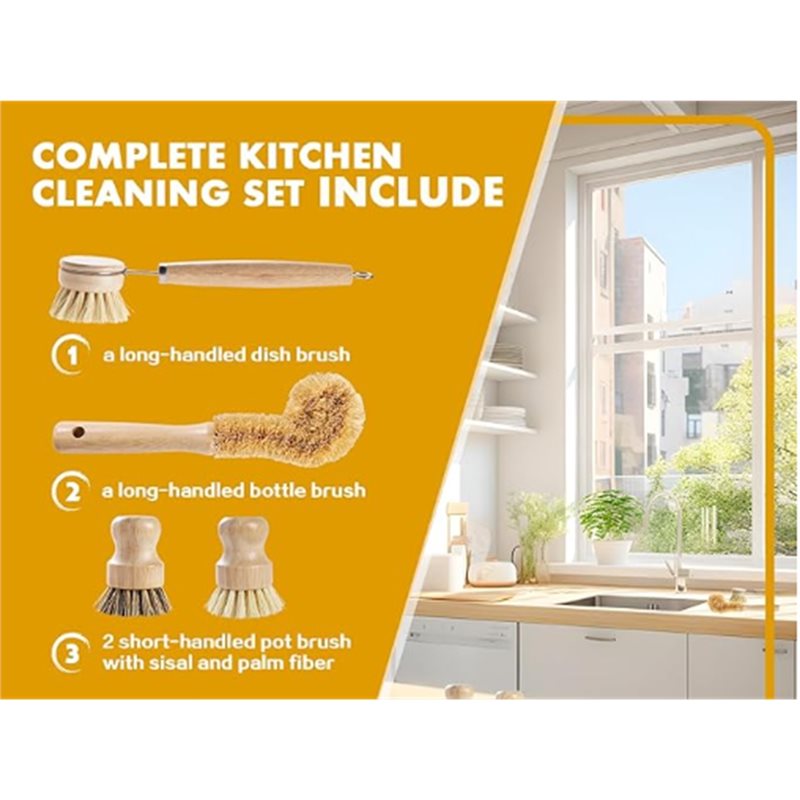 ABNL Ergonomik Ahşap Saplı 4 P - Dish Brush Bamboo incelemesi ve fiyatı